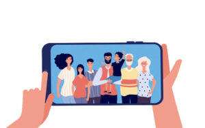 Illustration of a family photo on a smartphone