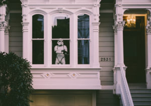Stormtrooper protecting home